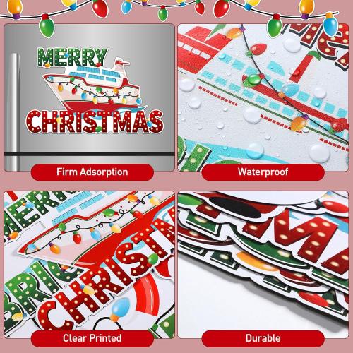 Capoda 16 Pcs Christmas Cruise Door Magnets Merry Christmas Magnets Decorations Winter Holidays Magnetic Stickers for Car Ship Xmas Holiday Refrigerator Metal Door Garage Car Decor(Light Bulb)