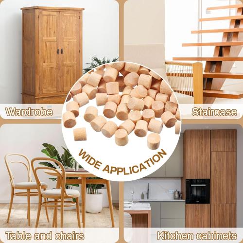 200-Piece Wooden Screw Covers - 3/16 Inch, Flat Head, Hole Plugs