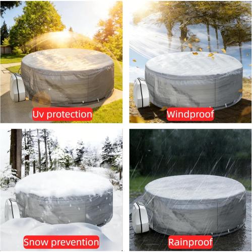 UCEDER Round Insulated Hot Tub Cover,Outdoor Waterproof Inflatable Hot Tub Thermal Cover with Install Door Design, Energy-Saving and Eco-Friendly Spa Cover for Keeping Warm