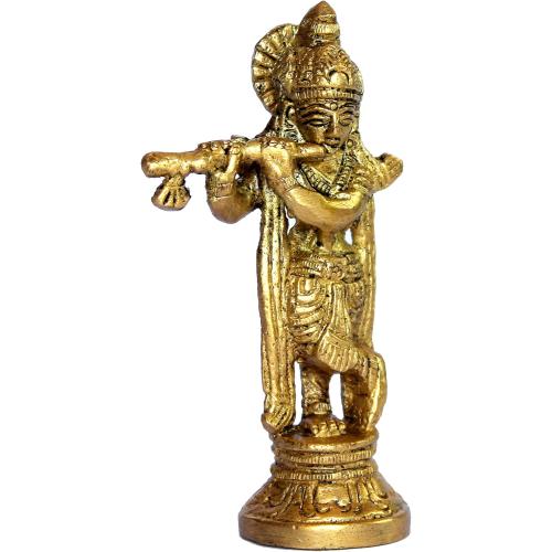 Esplanade - Brass - 3.5 - Krishna Makhan Chor Laddoo Gopal Baby Krishna Kishan Thakurji Murti Idol Statue Sculpture