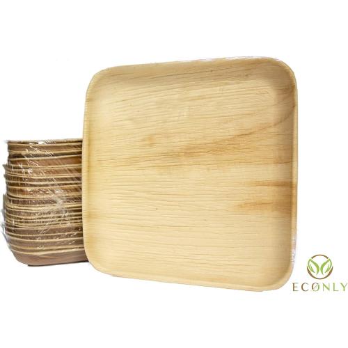 ECO SOUL  Plates Square [50] Bamboo Plates Disposable dinnerware Party Pack Compostable and Biodegradable Eco Friendly Rustic Plates For Wedding,Events and Outdoor Parties
