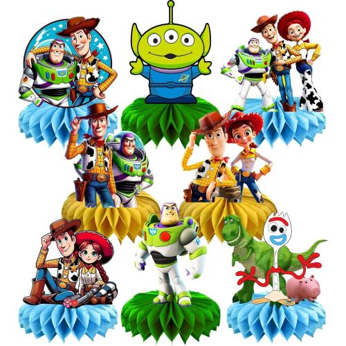 8Pcs Cartoon For Toy Inspired Story Honeycomb Table Centerpiece,Birthday Party Supplies Table Decorations for Party Decorations.
