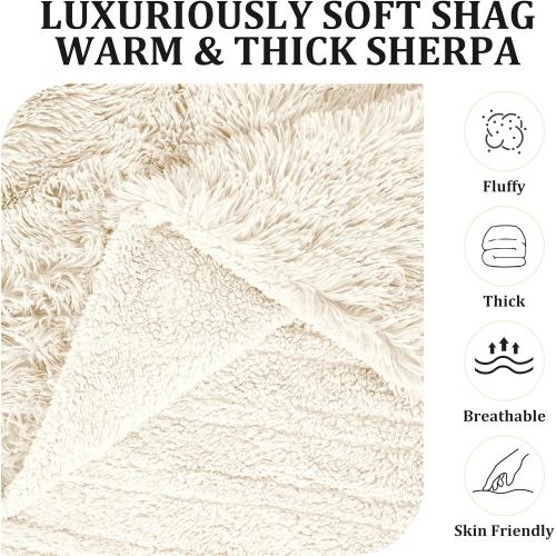Electric Blanket Heated Throw, Super Cozy Luxury Faux Fur & Thick Sherpa Electric Throw Blanket with 5 Heating Levels & 4 Hours Auto Off, Fast Heating & ETL & FCC Certification, 50 x 60,Cream