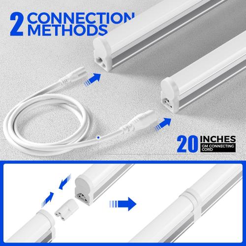 Barrina 6 Pack LED T5 Single Fixture, 4FT, 2200lm, 4000K Daylight Glow, 20W, Utility Shop Light, Ceiling and Under Cabinet Light, ETL Listed, Corded Electric with ON/Off Switch