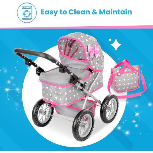 Kinderplay Baby Doll Stroller | Baby Doll Pram | Baby Doll Carriage - Stroller for Baby Dolls with Adjustable Handle (12.99-24.80 inches) | Babydoll Reborn Strollers | Model KP0261S