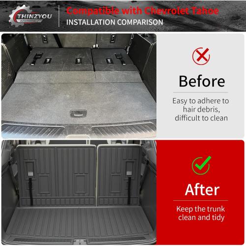 Cargo Mat Compatible with 2022-2025 2026 Chevrolet Tahoe GMC Yukon Trunk Mat Cargo Liner TPE All Weather Back Seat Cover Protector 2024 Chevy Tahoe Accessories (Trunk Mat Backrest Mats)
