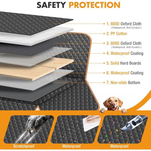 Dog Car Seat Cover for Back Seat, Backseat Extender for Dogs Hard Bottom, Car Back Seat Extender for Dogs, Dog Hammock for Cars, Black