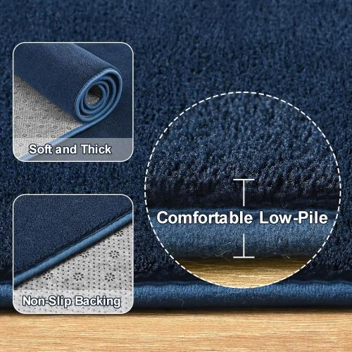 Amearea Modern Area Rugs for Bedroom Living Room, 4x6 Feet Navy Blue Thickened Memory Foam Rug, Fluffy Indoor Washable Rugs Non Slip Minimalist Carpet for Kids Boys Girls Dorm Nursery Room Decor