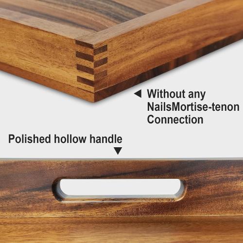 YIFAN 20 * 20Inches Walnut Wooden Ottoman Tray with Handles,Square Coffee Table Serving Tray for Home Decor,Couch Table for Party,Patio Breakfast Trays for Bed no Legs