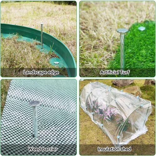 50 Pack Silver 8 Heavy Duty Spiral Landscape Spikes - Solid Galvanized Metal Garden Stakes for Fixing Paver Edging, Weed Barriers, Artificial Turf, Tent and More (50)