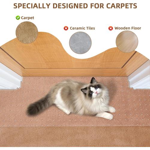 Carpet Protector for Pets, Cat Carpet Protector for Doorway, Easy to Cut PVC Anti Scratch Stopper Under Door,Non-Slip Cat Scratch Mat 3.6FT(2PCS, Clear)