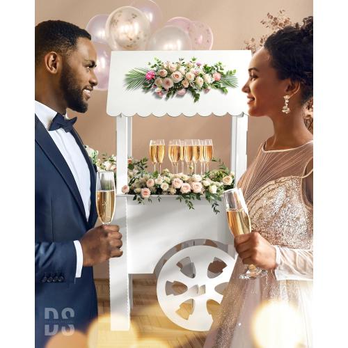 Cardboard Candy Cart for Parties - Dessert Display on Wheels - Party Decoration for Birthdays, Weddings, Baby Showers, and Bridal Parties