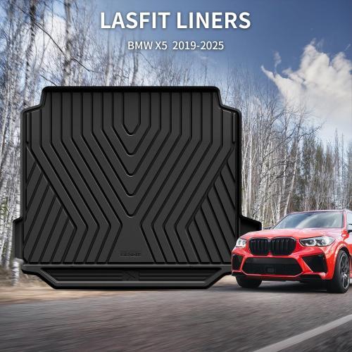 LASFIT Trunk Mat for BMW X5 2026 2025 2024 2023 2022 2021 2020 2019, All Weather TPE Cargo Mats Custom Fit Cargo Liner Front & Rear Trunk liner, Only for 5 Passenger Without Luggage Compartment, Black