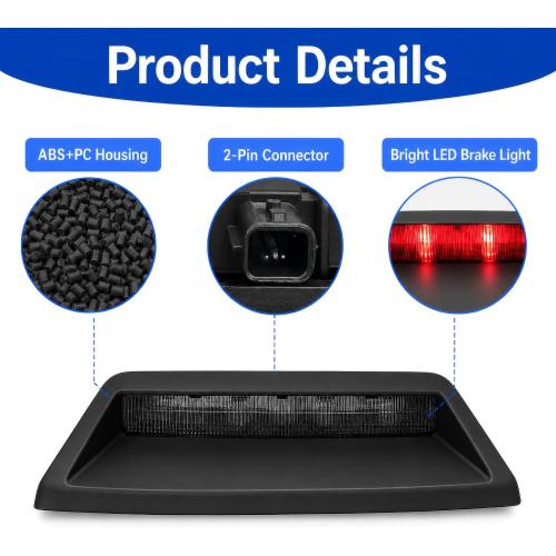 3rd Brake Light Full LED Rear Center Waterproof High Mount Stop Light Lamp Compatible with 2016 2017 2018 2019 2020 2021 2022 2023 Nissan Maxima
