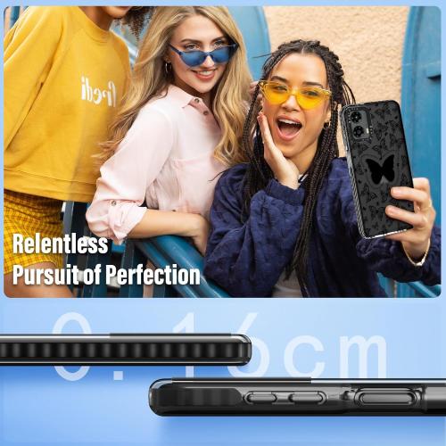 Boaretiu Cute Kawaii Case for Motorola Moto G 5G 2024 with Stand - Fashion Cool 360° Rotate Ring Holder Kickstand Design for Women Girls Boys Teens Girly Case for Moto G 5G, Black Butterfly