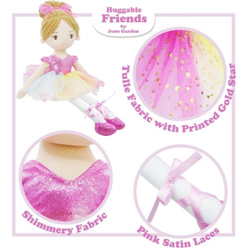June Garden 16 Ballerina Princess Polina - Stuffed Plush Soft Doll - Pink Outfit - Gift for Toddler Girls