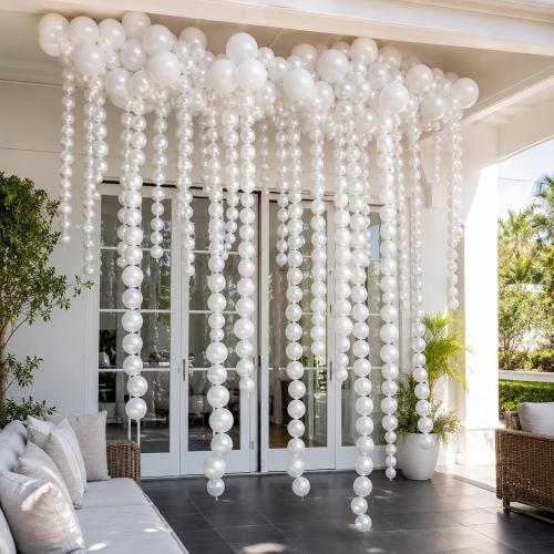 Pearl White Linking Balloons,100pcs 6 Inch Quick Link Long Balloons for Tying Balloon Arch,Tails Balloon Wall,for Wedding Anniversary Engagement Birthday Baby Shower Graduation Party Decorations