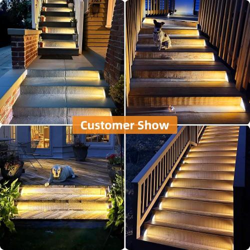 VOLISUN Solar Step Lights Outdoor Waterproof, LED Outdoor Stair Lights, Solar Step Light for Outside, Warm&Cool White Deck Light Decor for Stair,Front Porch and Patio(Gray,12 Pack)