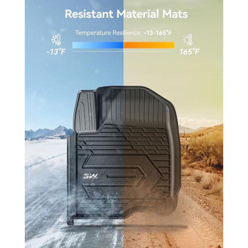 3W Floor Mats Fit for 2019-2025 2026 Chevy Silverado/GMC Sierra Denali 1500 & 2020-2025 2026 GMC Sierra 2500/3500 HD Crew Cab TPE All Weather Floor Liner, Fit For 2nd Row with Factory Carpeted Storage