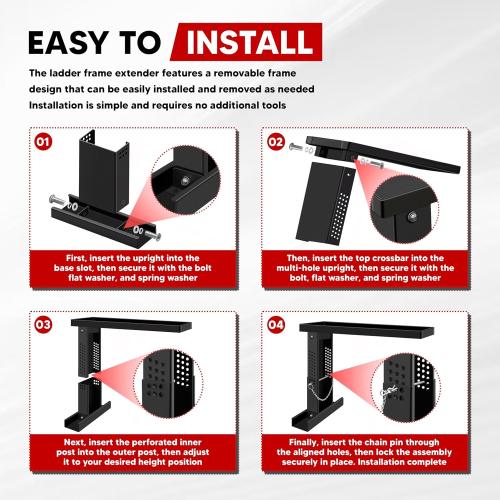 Ladder Extender for Stairs Heavy Duty Ladder Levelers Non-Slip Design Ladder Stabilizer High Strength Leveler 14.8”-20.5” Adjustable Height Range for Single/Extension/Straight/Telescopic Ladders
