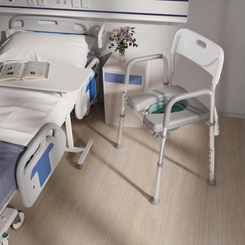 Xilingol Raised Toilet Seat with Handles and Back,350lb Bedside Commode Chair with Arms, 4-in-1 Adjustable and Portable Bathroom Chair for Adults, Seniors, Elderly, Handicapped, Disabled