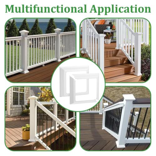 8 Packs 4x4 Inches Vinyl Post Skirt Split Style Base Cover Column Wraps, Fence White Post Cover for Hand and Stair Rails Porch Deck Base