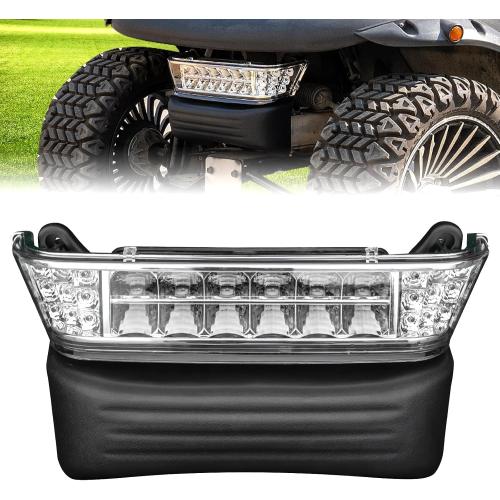 NOKINS Club Car Precedent Light Kit with Bumper for Club Car Precedent 2004-UP Electric Gas Golf Cart - 12V LED Headlight & Turn Signal Light(Fit #102524800/1025248-01) (Single Front Light)