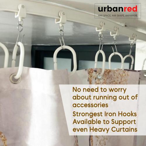 UrbanRed Flexible Ceiling Curtain Track - Room Divider, Curtain Rod, Wall Divider Curtain, Ceiling Mount, RV Rail, Shower Corner, Long Curved Hospital Privacy System (White, Accessory Kit)