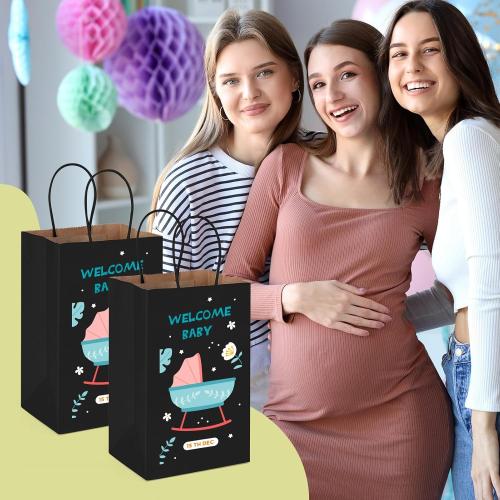 MESHA Kraft Gift Bags 200 Pack 5.25x3.75x8 Inch Small Black Paper Bags with Handles Bulk for Small Business,Birthday,Party,Wedding,Retial,Shopping Bag