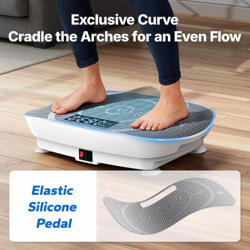 MERACH Vibration Plate Exercise Machine, Curved Vibration Plate for Lymphatic Drainage Weight Loss, Vibrating Plate with Real-Time Calorie Tracking on LED Display, Workout Equipment for Home Women Men