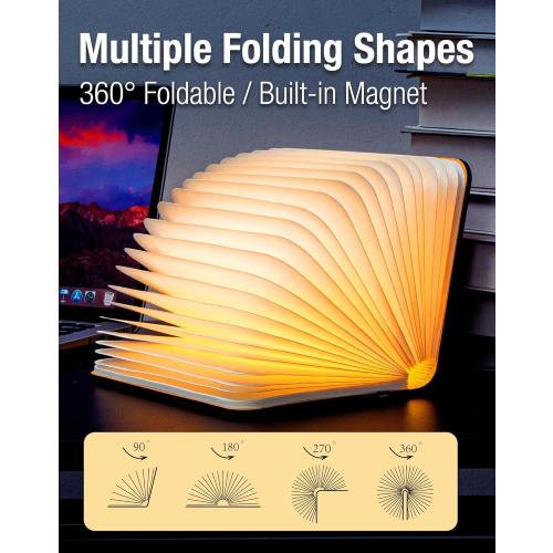 8.3 Inch Wooden Book Lamp, Book Lovers Gifts,Teacher Appreciation Gifts for Women, LED Ambient Lighting, Magnetic Mood Lighting for Home&Library Decor (Walnut)