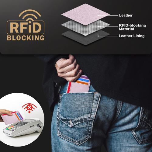 Travelambo Slim Wallet Front Pocket Minimalist Leather RFID Blocking Medium Size