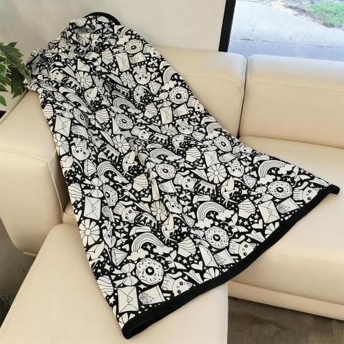 DIY Coloring Blanket with Markers, Color Your Own Blankets, Customizable Washable Diys Colorings Blanket Kits, You Can Color Fuzzy Velvet, Creative Diys Colorings Blankets for Adults (Black_I)