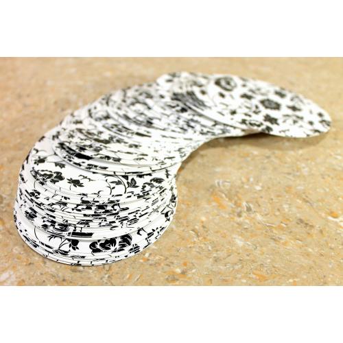 eSplanade Disposable Printed Paper Coasters - Use and Throw Reversible Round Paper Coasters - Set of 100 - Black Floral