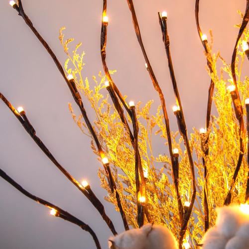 EAMBRITE 6PK Lighted Branches Brown Twig Stake with 120LED Warm White Lights, 30 Pathway Light for Outdoor and Indoor Use(Vase Excluded)