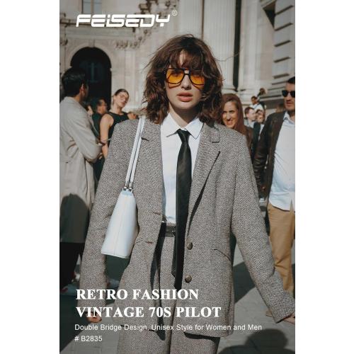 GREEN FEISEDY Retro Square Aviator Sunglasses Women Men 70s Vintage Trendy Plastic Frame Sun Glasses B2835