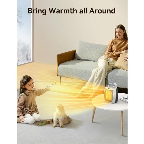 Silver GiveBest Portable Electric Space Heater with Thermostat, 1500W/750W Safe and Quiet Ceramic Heater Fan, Heat Up 200 Square Feet for Office Room Desk Indoor Use, Silver