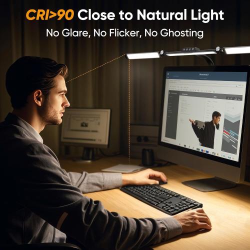 Large Desk Lamps for Home Office, 39.3 Architect Desk Lamp with Clamp, 24W Ultra Bright LED Desk Light Stepless Dimming Eye-Caring Office Desk Lamp for Study Work