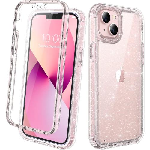 Diaclara Designed for iPhone 13 Case, Full Body Rugged with Built-in Touch Sensitive Anti-Scratch Screen Protector, Soft TPU Bumper Case for iPhone 13 6.1 (Clear Glitter)
