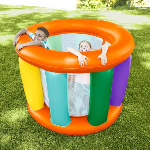 HearthSong Roll with It! 2.0 Giant Inflatable Rainbow Land Roller with Mesh Interior for Active Outdoor Play, 67 Outer Diam. x 45 Inner Diam., Holds up to 300 lbs.