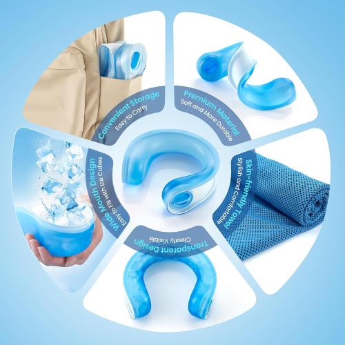 samply Reusable Ice Packs for Neck, Neck Ice Pack Wrap, Ice Blue