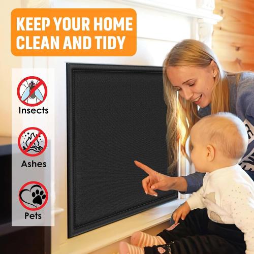 Magnetic Fireplace Cover, Fireplace Blocker Blanket Stops Overnight Heat Loss, Adjustable Fire Place Draft Stopper Save Energy, Fireplace Insulation Black 39 W x 32 H