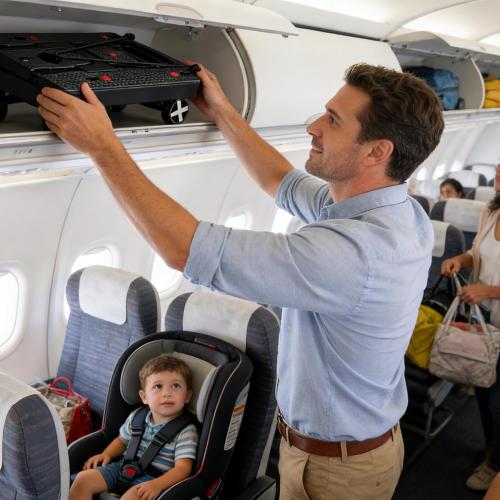 Car Seat Dolly for Airport - CarSeat Roller Cart Wheels for Airplane - Car Seat Travel Cart Carrier with Straps Foldable Luggage Trolley Folding Hand Truck (Black)