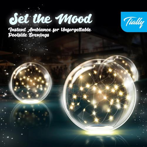 TIALLY Fairy Floating Pool Lights Solar Powered - 14 Inflatable Glow Balls for Pool, Solar Floating Lights for Pool, Floating Solar Pool Lights for Inground Pools, Pool Decorations Outdoor (4 Pack)