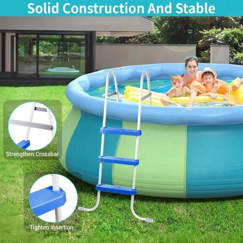 3-Step 42 Steel Frame Above Ground Swimming Pool Ladder, Heavy Duty Metal Frame Double-Side Pool Ladder with Non-Slip Plastic Steps for Easy Entry and Exit, 300LB Capaticy, for 42In High Wall Pool