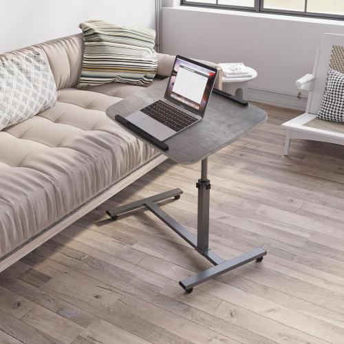 Color Grey Laptop Table Mobile Adjustable Height Portable Desk Notebook Swivel PC Computer Rolling Desk with Wheels, Laptop Stand for Couch Bedside Hospital Bed Table
