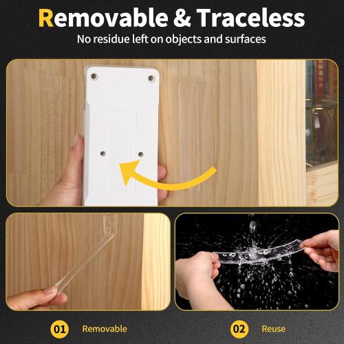 KUSUFEFI Double Sided Adhesive tape Heavy Duty, Double Stick Mounting (2 Rolls, Total 20FT), Clear Two Sided Wall tape Strips, Removable Poster tape for Home, Office, Car, Outdoor Use