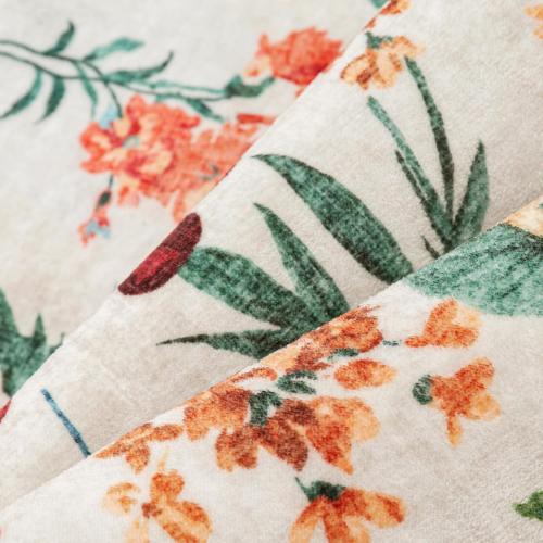 Floral Runner Rug Washable Hallway Long Beige Bedroom Carpet Non Slip Indoor Boho Kitchen Low Pile Accent Rug Lightweight Soft for Bathroom Dining Laundry Living Room