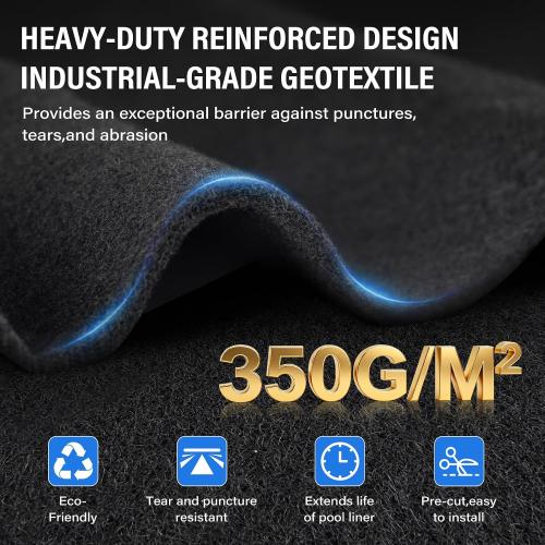 350G/M² Thicker 21FT Pool Liner Pad,Seamless Above Ground Pool Liner,Pre-Cut Heavy Duty Round Pool Liner Pad, Durable Geotextile Material,Puncture Protection,Extend Liner Life(Black)