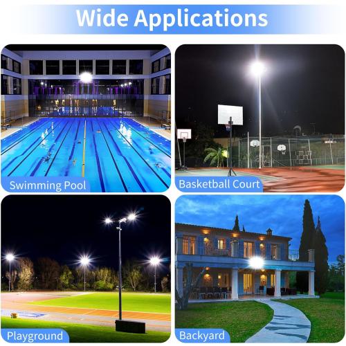 200W LED Flood Light Outdoor with Plug 10ft Wire, 24000Lm Super Brighter Security Light, IP66 Waterproof LED Worklight, 5000K Daylight White Exterior Floodlight for Yard Garden Garage Stadium(2 Pack)